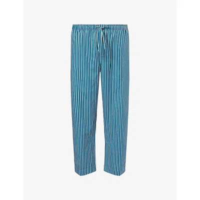 Derek Rose Mens Wellington Straight-leg Relaxed-fit Cotton Pyjama Trousers Blue