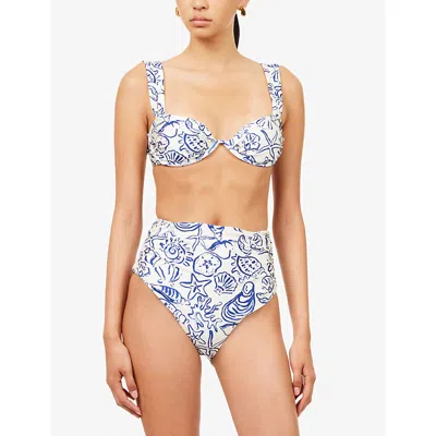 Simkhai Womens Blueberry Multi Anniston Ruched Bikini Top In Multi
