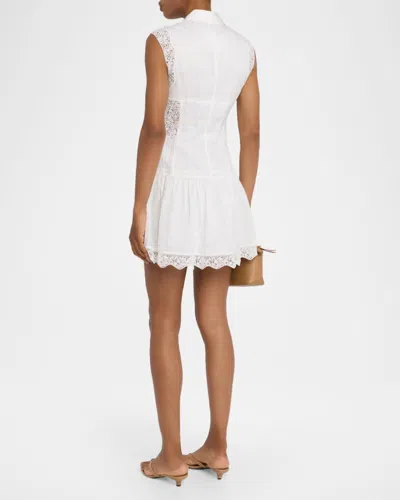 Frame The Embroidered Ramie Button-up Dress In White