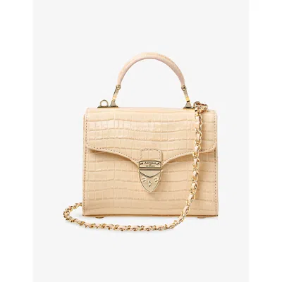 Aspinal Of London Womens Buttermilk Mayfair Patent-leather Top-handle Bag In Neutral