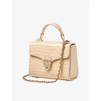 Aspinal Of London Womens Buttermilk Mayfair Patent-leather Top-handle Bag In Neutral