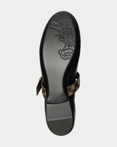 Burberry Robin Check-strap Leather Ballerina Flats In Black