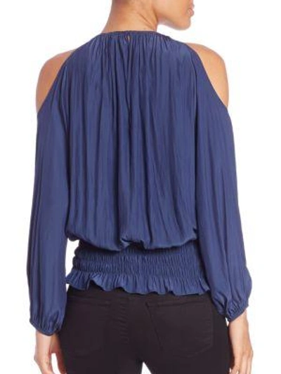 Shop Ramy Brook Lauren Cold-shoulder Smocked Top In Black