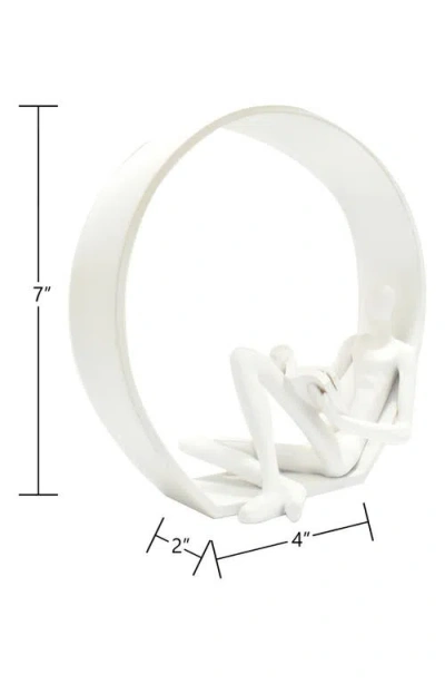 Kinetic Encircled Reader Sculpture In White