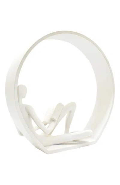 Kinetic Encircled Reader Sculpture In White