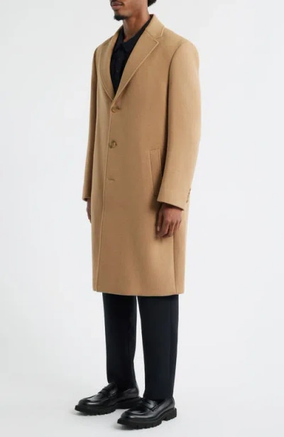 Open Edit Wool Blend Melton Overcoat In Brown