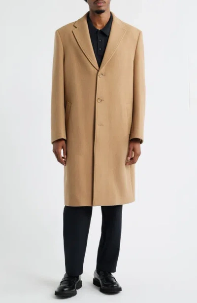 Open Edit Wool Blend Melton Overcoat In Brown