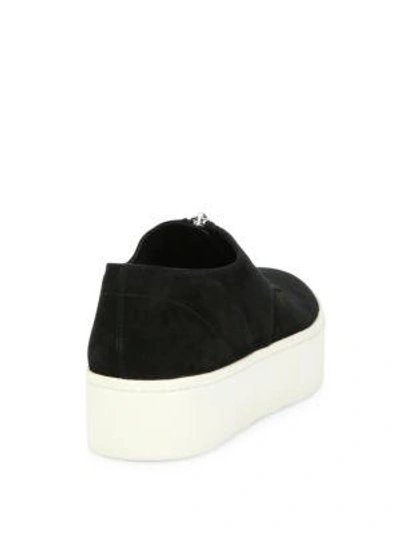 Shop Vince Warner Zip Suede Platform Sneakers In Limestone