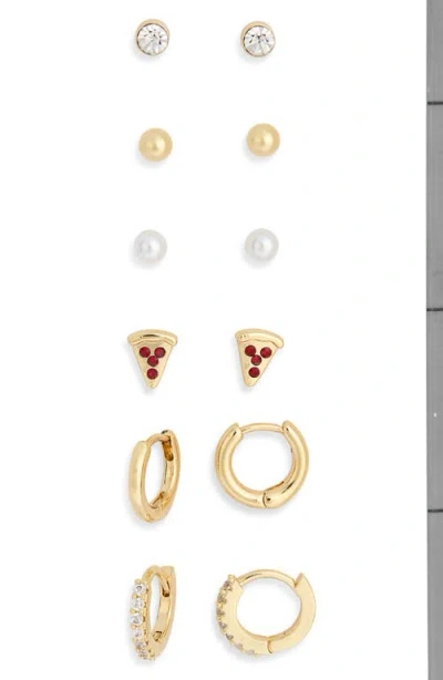 Leith 6-pack Pizza Assorted Earrings Set In Gold