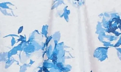 Ruby Rd. Ruby Rd Floral Print Eyelet Top In Blue