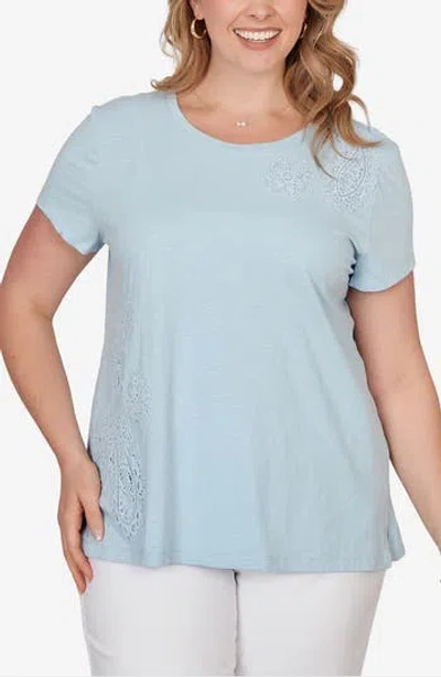 Ruby Rd. Plus Size Paisley Lace Solid Knit T-shirt