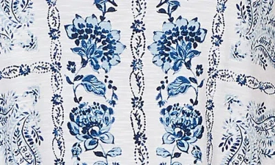 Ruby Rd. Ruby Rd Sublimation Floral Jersey Top In Blue