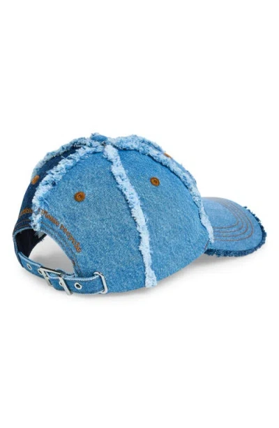 Ganni Denim Patchwork Cap In Blue