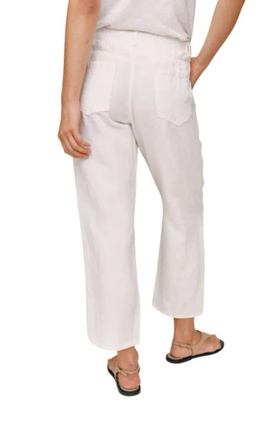 Bella Dahl Drawstring Linen Ankle Barrel Pants In White