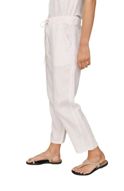 Bella Dahl Drawstring Linen Ankle Barrel Pants In White