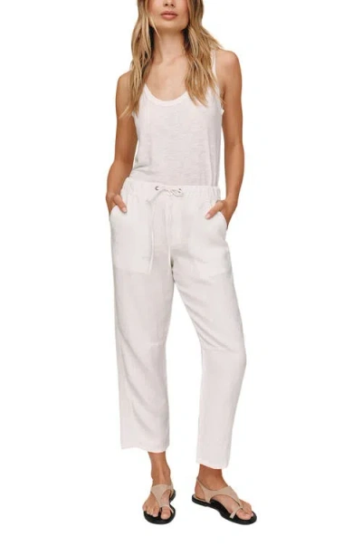 Bella Dahl Drawstring Linen Ankle Barrel Pants In White