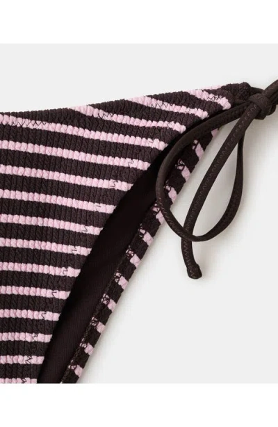 Mango Stripe Rib Bikini Bottoms In Brown
