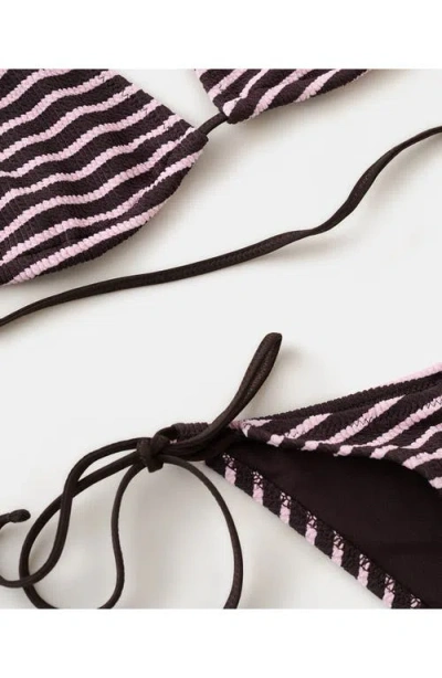 Mango Stripe Rib Bikini Bottoms In Brown