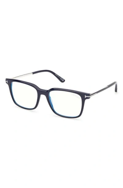 Tom Ford 53mm Rectangular Blue Light Blocking Glasses In Black