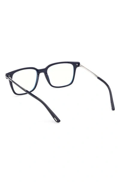 Tom Ford 53mm Rectangular Blue Light Blocking Glasses In Black