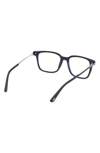 Tom Ford 53mm Rectangular Blue Light Blocking Glasses In Black
