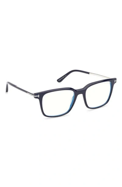 Tom Ford 53mm Rectangular Blue Light Blocking Glasses In Black