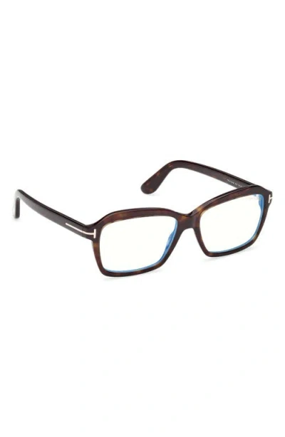 Tom Ford 54mm Rectangular Optical Glasses In Brown