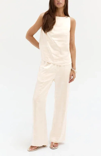 Crescent Satin Pull On Pants In Gold