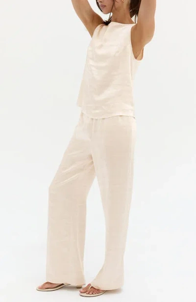 Crescent Satin Pull On Pants In Gold