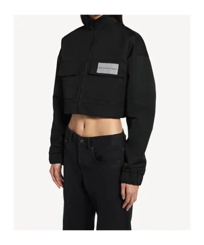 Balenciaga Cropped Technical Faille Track Jacket In Black