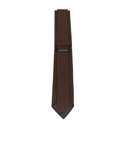 Tagliatore Houndstooth-pattern Tie In Brown