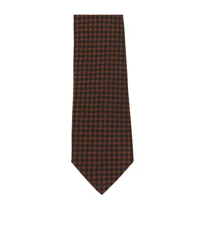 Tagliatore Houndstooth-pattern Tie In Brown