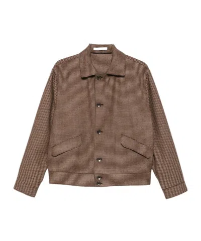 Tagliatore Houndstooth-pattern Button-up Jacket In Brown