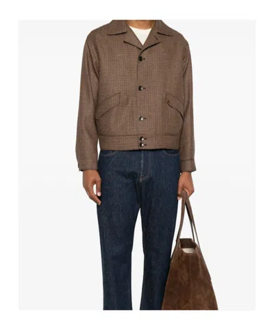 Tagliatore Houndstooth-pattern Button-up Jacket In Brown