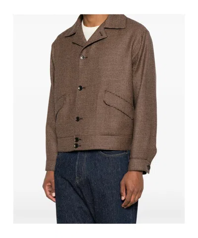 Tagliatore Houndstooth-pattern Button-up Jacket In Brown