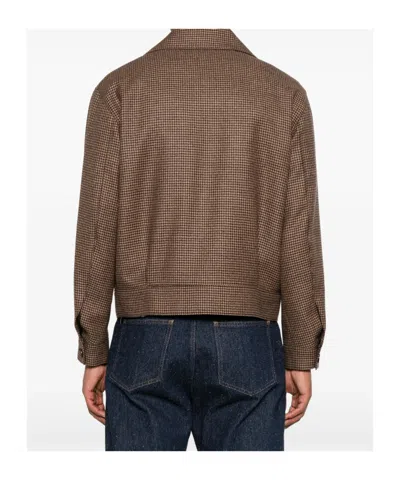 Tagliatore Houndstooth-pattern Button-up Jacket In Brown