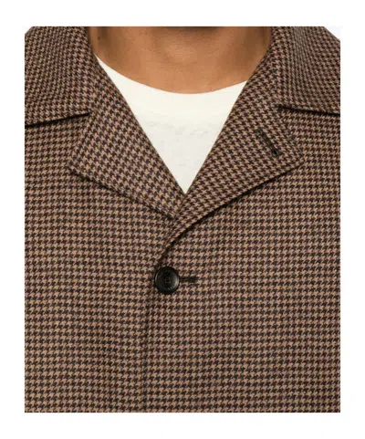 Tagliatore Houndstooth-pattern Button-up Jacket In Brown