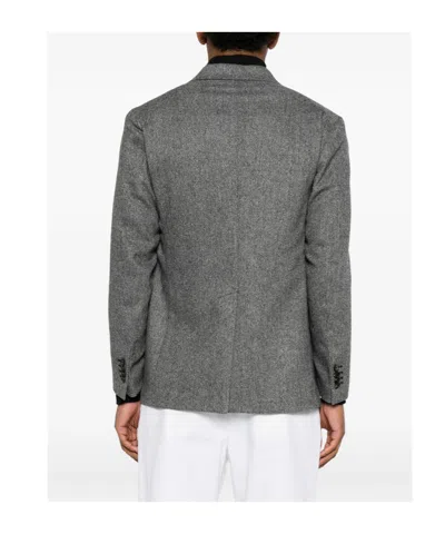 Tagliatore Double-breasted Houndstooth Blazer In Gray