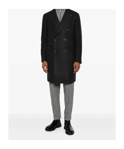Tagliatore Double-breasted Check-pattern Coat In Black