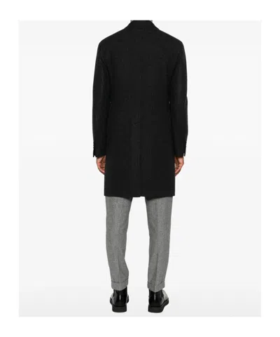 Tagliatore Double-breasted Check-pattern Coat In Black