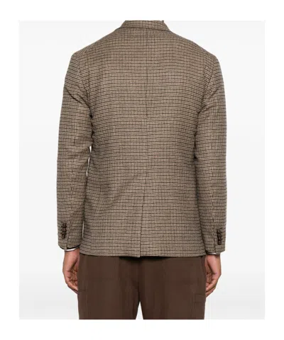Tagliatore Houndstooth-pattern Single-breasted Blazer In Brown