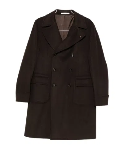 Tagliatore Double-breasted Coat In Brown