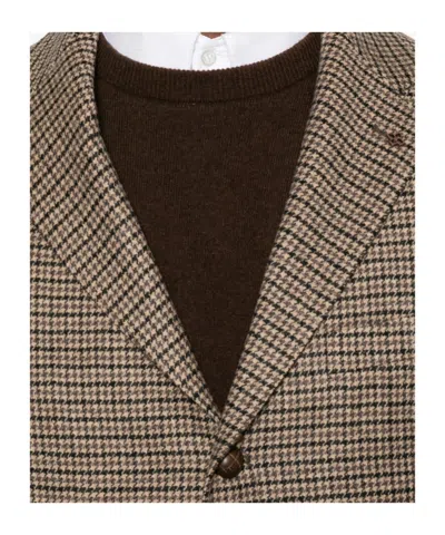 Tagliatore Houndstooth-pattern Single-breasted Blazer In Brown