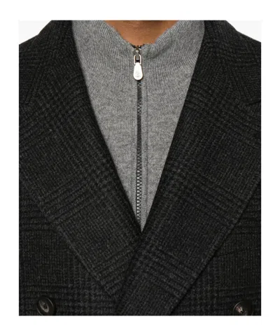 Tagliatore Double-breasted Check-pattern Coat In Black