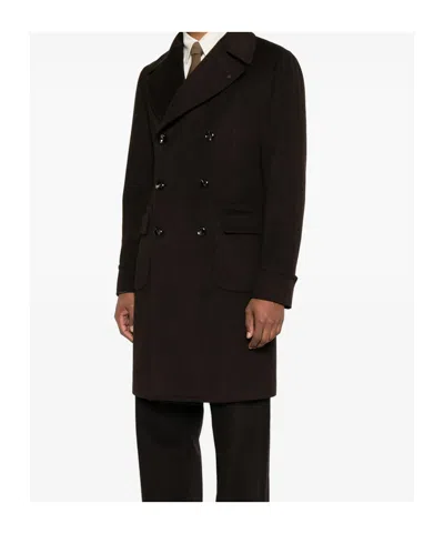 Tagliatore Double-breasted Coat In Brown
