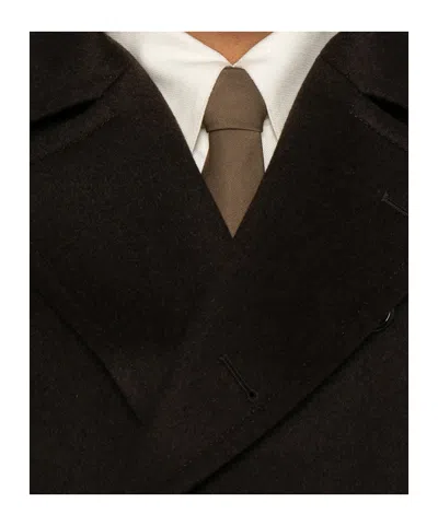 Tagliatore Double-breasted Coat In Brown