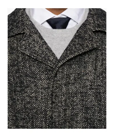 Tagliatore Herringbone-pattern Button-fastening Coat In Black