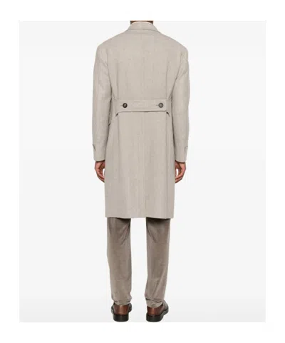 Tagliatore Double-breasted Herringbone-pattern Coat In Neutral