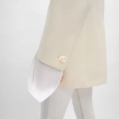 Celine Colonne Jacket In Diagonal Wool In White