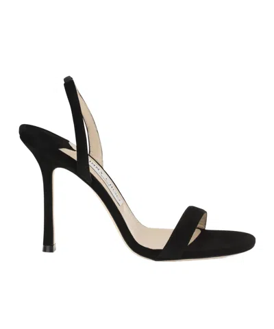 Jimmy Choo Jenn 85mm Suede Slingback Sandals In Black